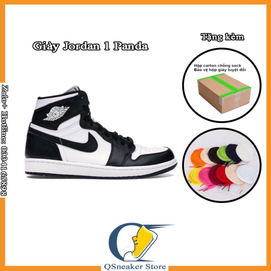 Giày Thể Thao Jordan 1 High Đen Trắng Panda, Sneaker Nam Nữ JD1 Fullbox Da Nhăn | BigBuy360 - bigbuy360.vn