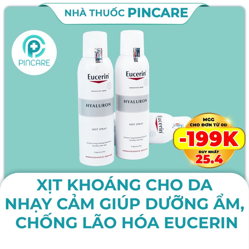 Xịt khoáng dưỡng ẩm da mặt Eucerin Hyaluron Mist Spray 150ml cho da nhạy cảm - Hàng chính hãng - Nhà thuốc PinCare