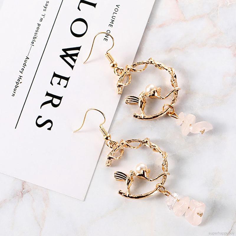 Women Earrings Floral Vintage Court Pearl Sweet Jewelry Geometric Studs