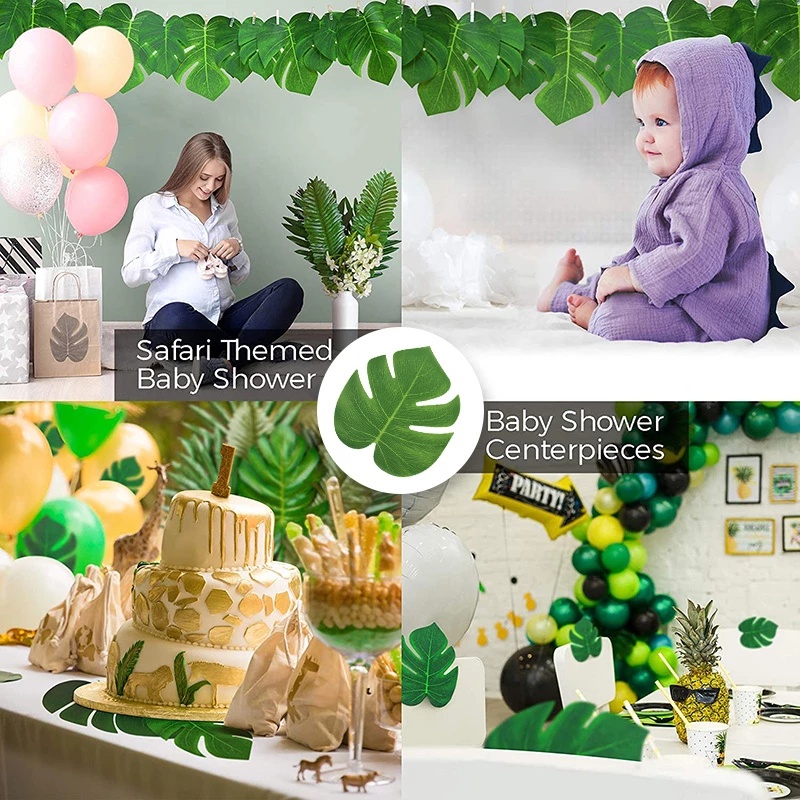Set 24 Tấm Lót Bàn Ăn Bằng Lụa Nhân Tạo Hình Lá Cọ Nhiệt Đới Mùa Hè Trang Trí Nhà Cửa / Tiệc Cưới / Bãi Biển Hawaii