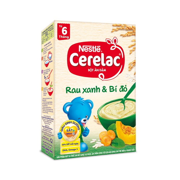 Bột ăn dặm Nestle Cerelac - Rau xanh & bí đỏ (200gr)