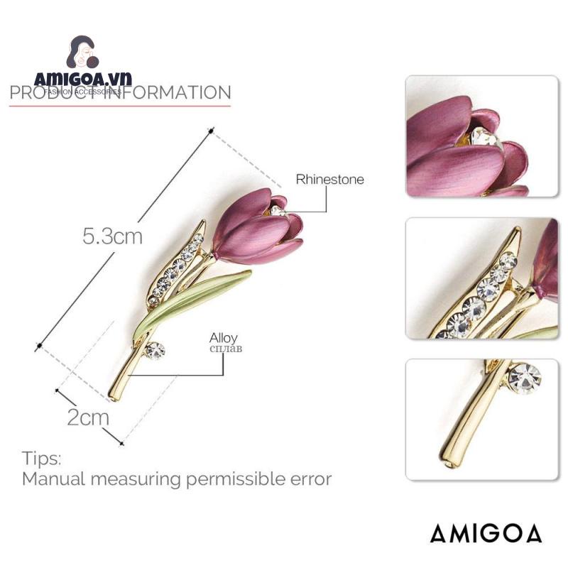 ✨✨Ghim Cài Áo Hình Hoa Tulip Đính Đá Nhân Tạo Thời Trang