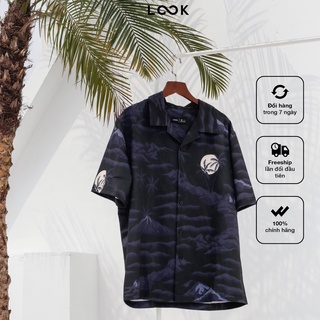 Áo sơ mi họa tiết mặt trăng LOOK MOON CUBAN SHIRT