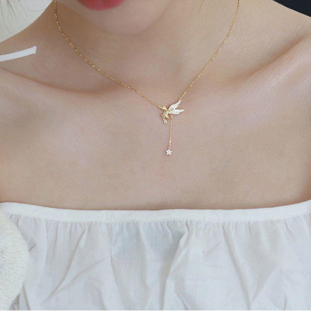 AROMA Vòng cổ Mặt Ngôi Sao Thiên Thần Đính Đá Sang Trọng