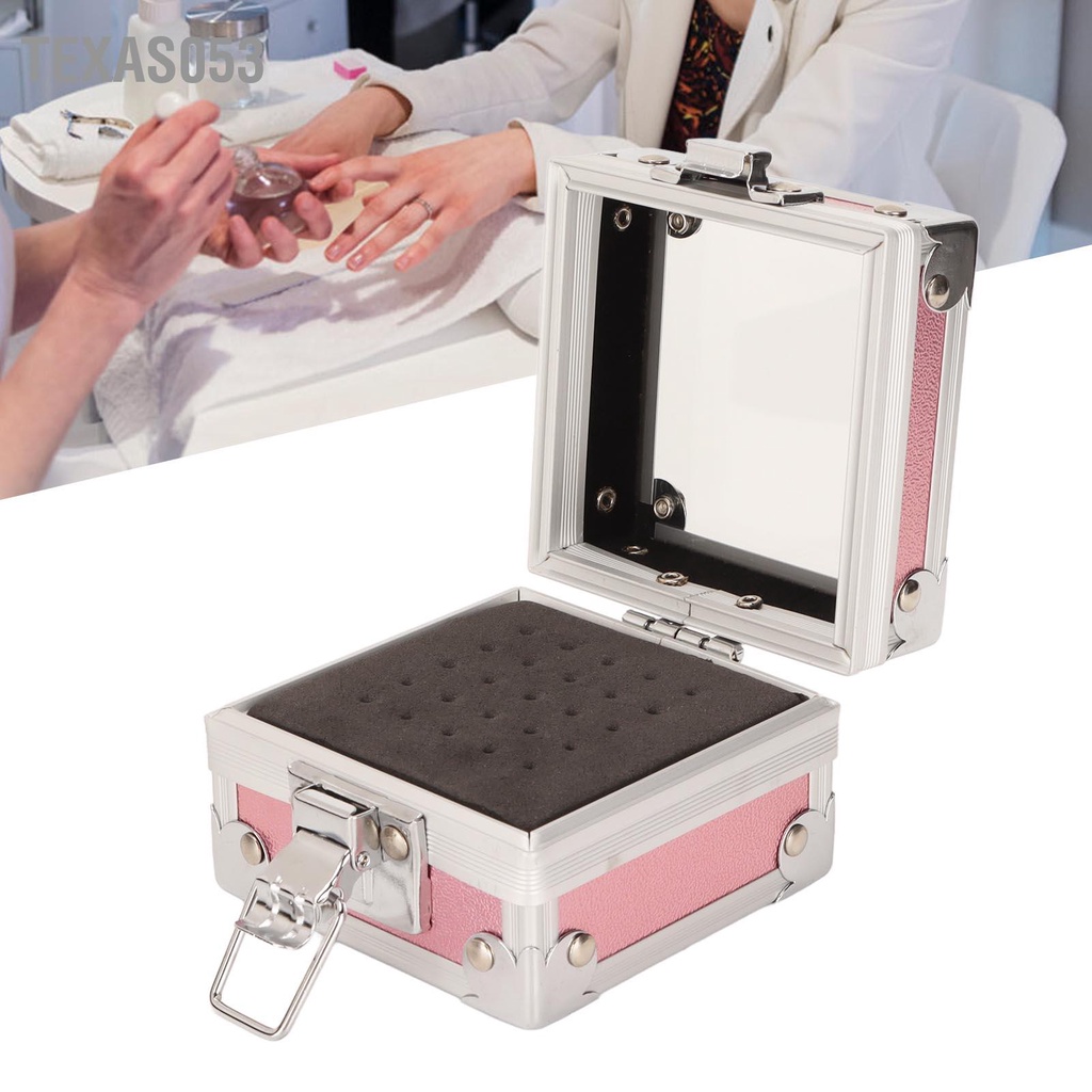 [Hàng Sẵn] Hộp Đựng Đầu Mài Móng Tay 25 Lỗ Bằng Nhôm Tiện Dụng Chống Bụi Dùng Trưng Bày【Texas053】