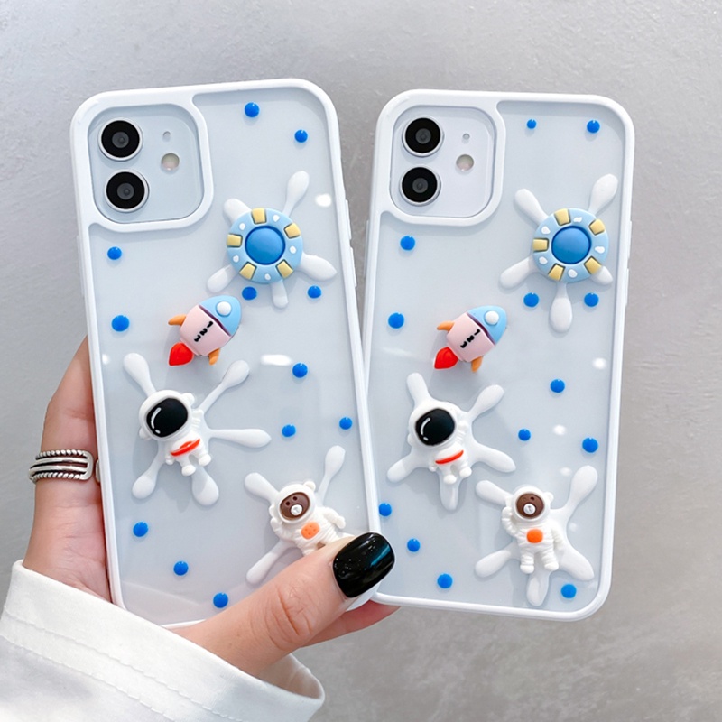 Sang Trọng Ốp Điện Thoại Silicon Trong Suốt Hình Phi Hành Gia 3d Cho Iphone 11 Pro Max 12 Pro Max 12mini X Xr Xs Max 7plus 8 Plus