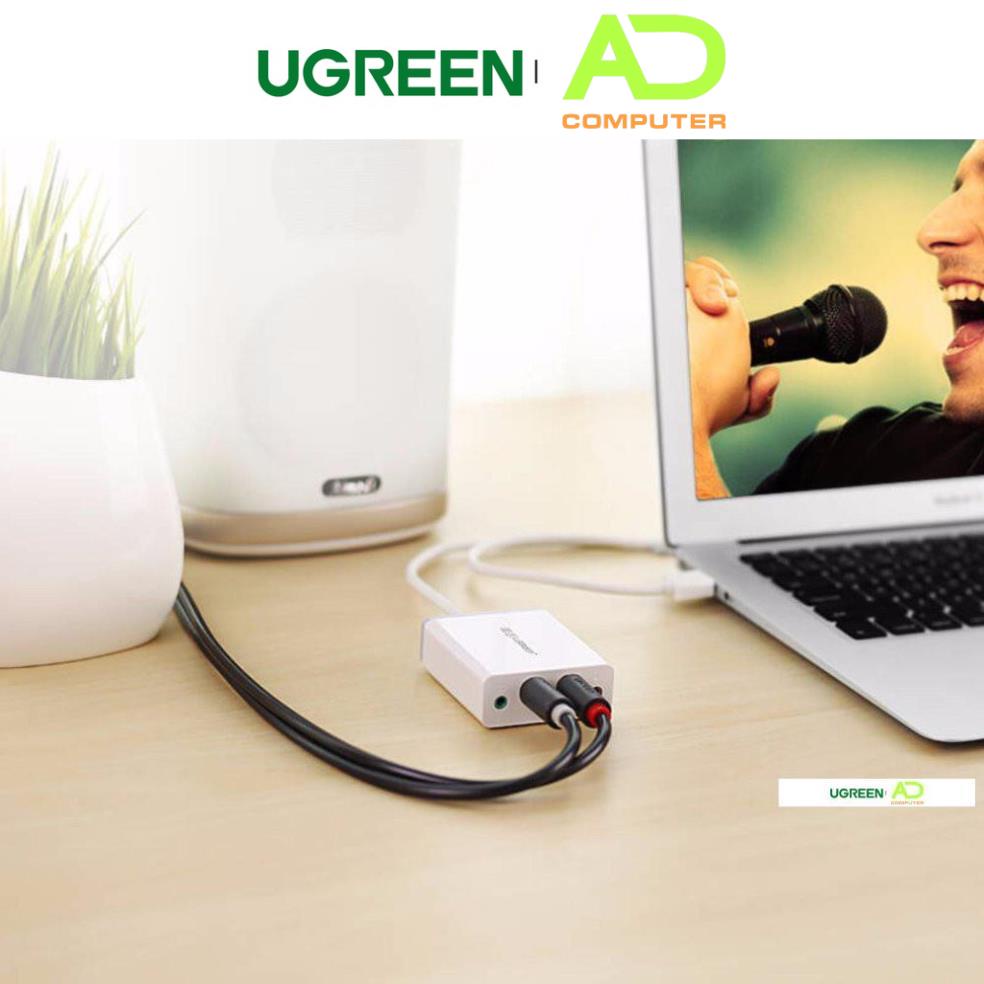 Bộ chuyển âm thanh USB ra 2 đầu 3.5mm (tai nghe+Mic) và 2 đầu hoa sen (RCA) UGREEN 30521