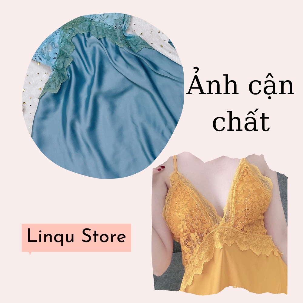 Váy ngủ sexy nữ váy ngủ 2 dây chất Latin mềm mịn, có mút ngực kèm quần Freesize - Linqu Sleepwear