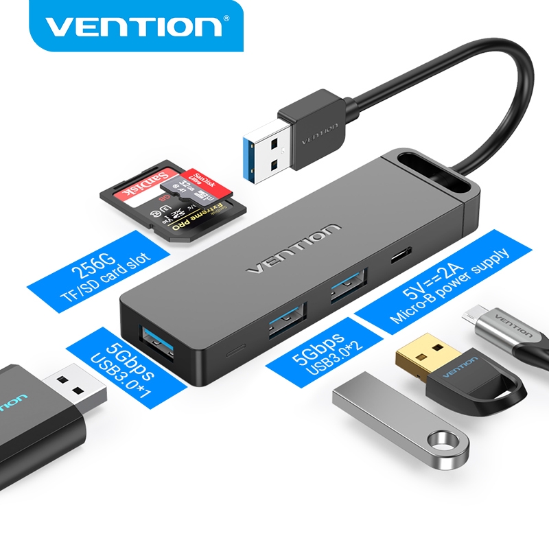 HUB VENTION Kết Nối Từ USB Sang Micro B/SD/TF/USB 3.0 Tốc Độ Cao