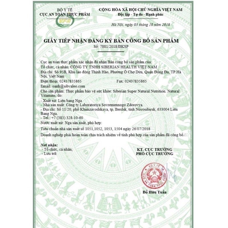 Dầu Balsam Siberian health chuẩn Nga