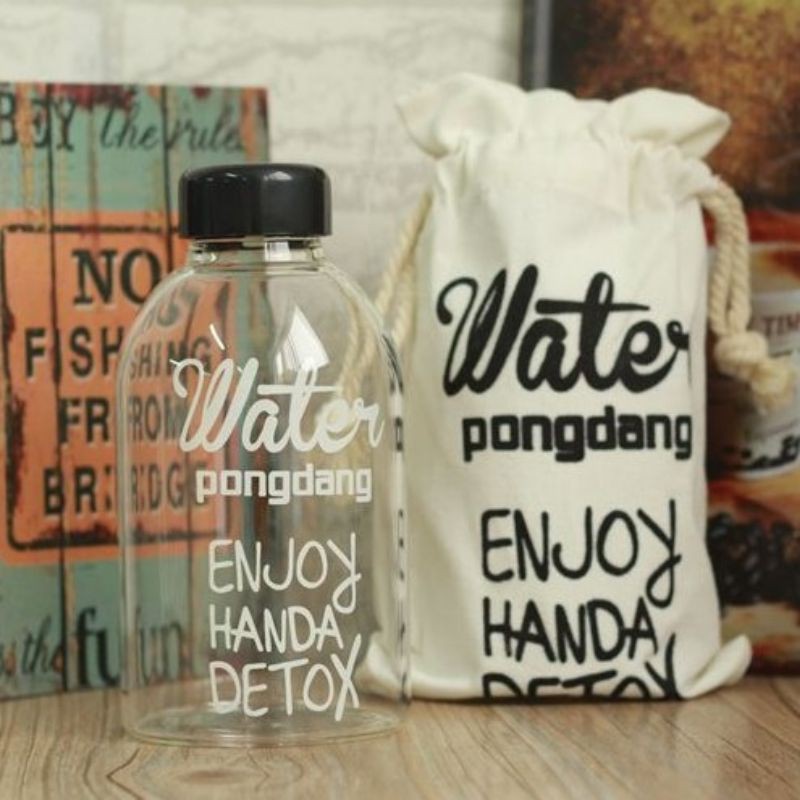Bình đưng nước detox 1000 ml (kèm túi) - Bình nước Detox Đẹp &quot; Water Pongdang&quot; 1000ml (Màu Trong Suốt )