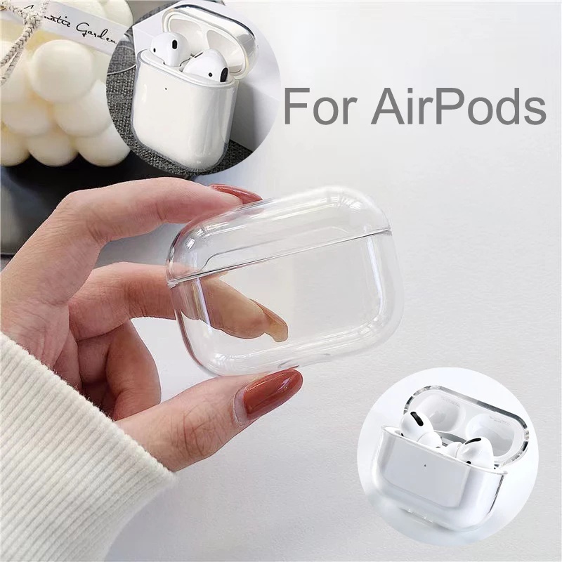 Vỏ Bảo Vệ Hộp Sạc Tai Nghe Airpods 3 1 / 2 / i11 / i12 Trong Suốt Đơn Giản