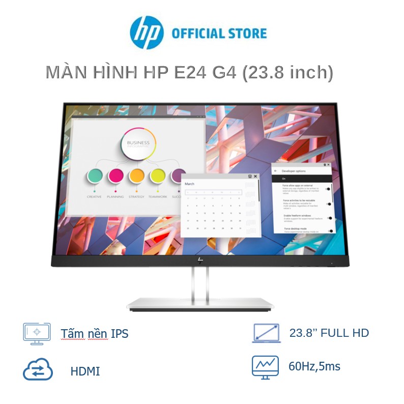 [Mã ELHPAPR giảm 5% đơn 100K] Màn hình vi tính HP E24 G4 23.8&quot; FHD Monitor,3Y WTY_9VF99AA - Hàng chính hãng