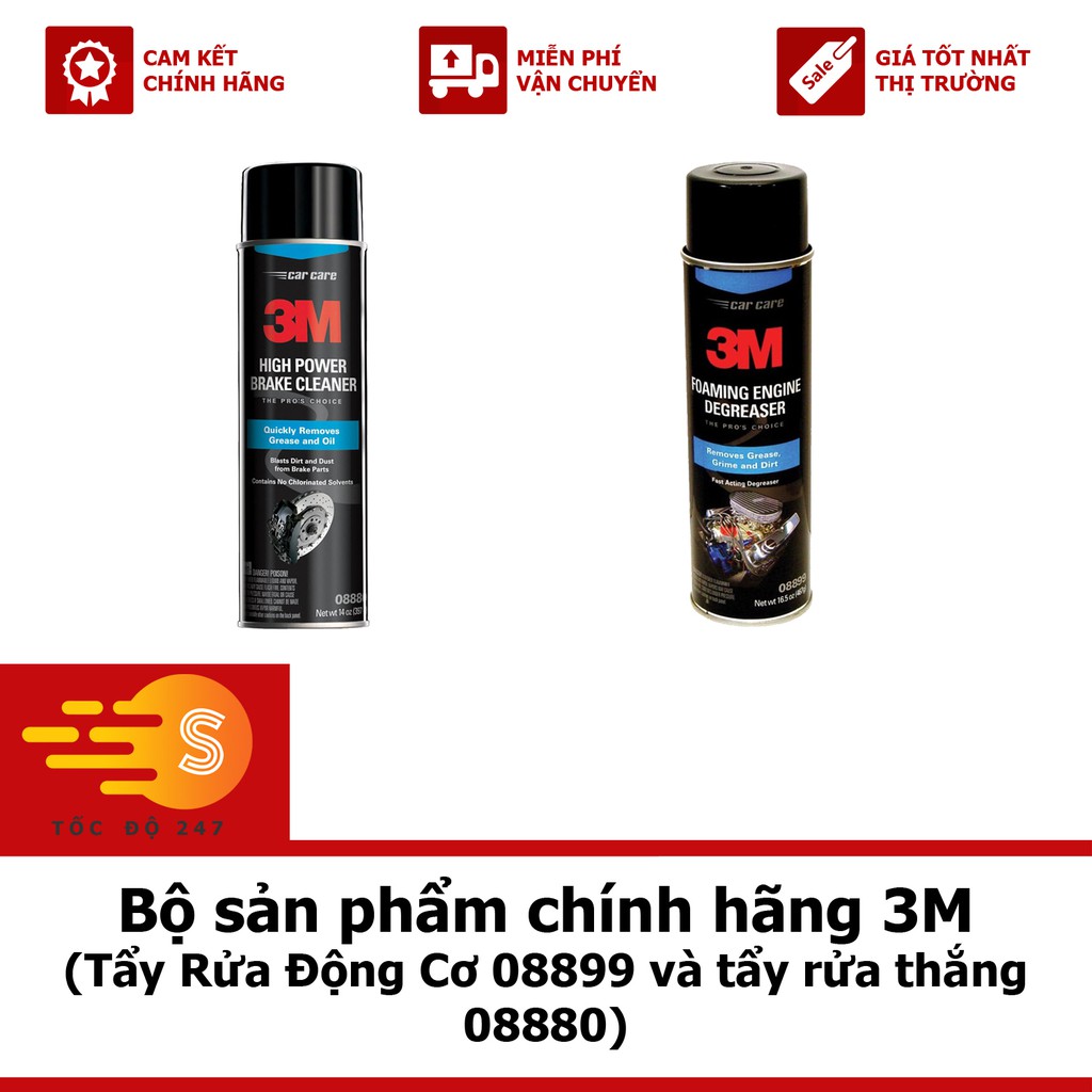 Bộ sản phẩm 3M Tẩy Rửa Động Cơ 08899 và tẩy rửa thắng 08880