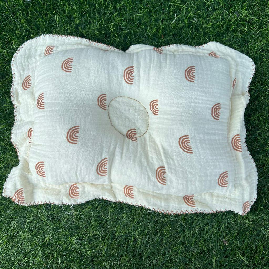 Gối xô muslin, Gối xô bông có lõm định hình chống méo đầu cho bé phù hợp bé từ 0-1 tuổi