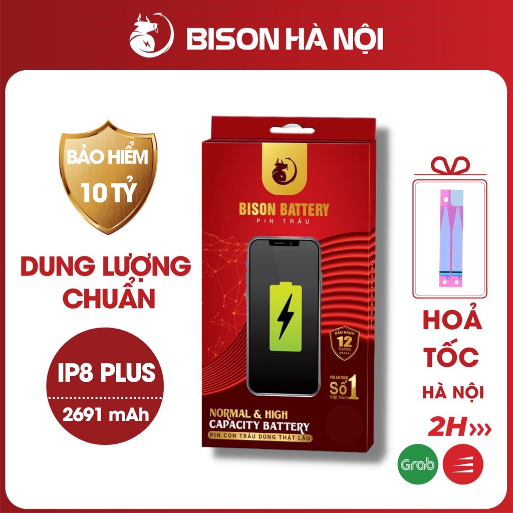 Pin iPhone 8 Plus dung lượng 2691mAh- Pin con trâu BISON chính hãng BH 12 tháng