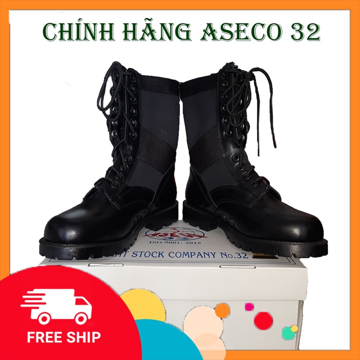 Giày Ghệt SQ nam, Giày ASECO 32 hàng hiệu, Giày cao cổ (Bốt) Boots for Men chất liệu da bò đế Cao su đúc  - CHÍNH HÃNG