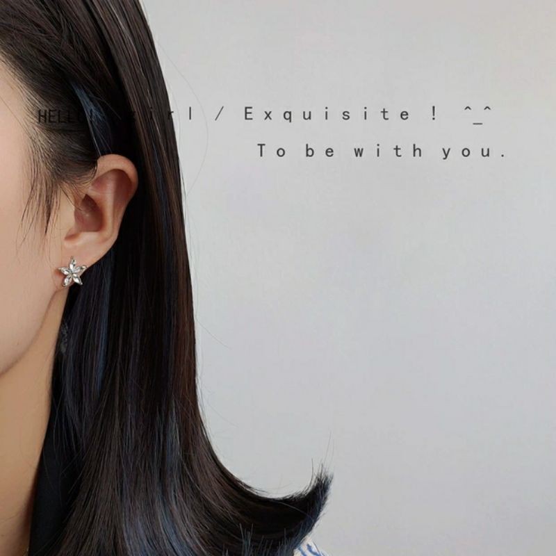 Khuyên tai hoa đá kẹp vành