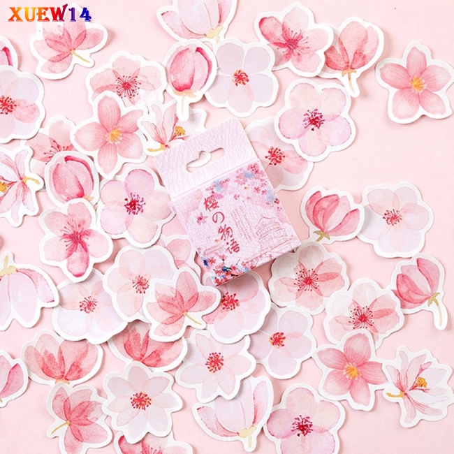 Bộ 45 Miếng Dán Hình Hoa Anh Đào / Chữ Độc Đáo Trang Trí Nhật Ký DIY