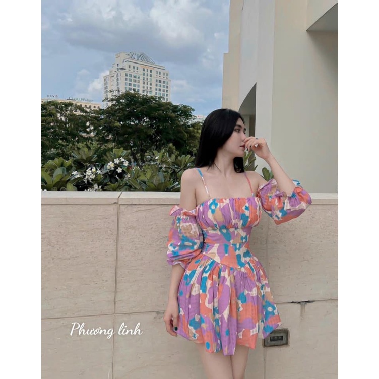 Váy hoa 2 dây rớt vai