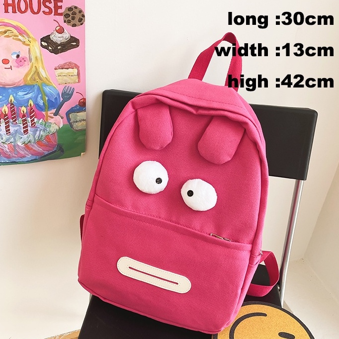 Balo Vải Canvas Họa Tiết Quái Vật Hoạt Hình Dễ Thương Cho Nữ