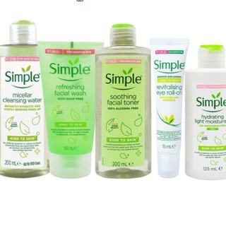 Combo 5 món dưỡng da đỉnh cao Simple ( Tẩy trang + Sữa rửa mặt + Toner + kem dưỡng + kem mắt)