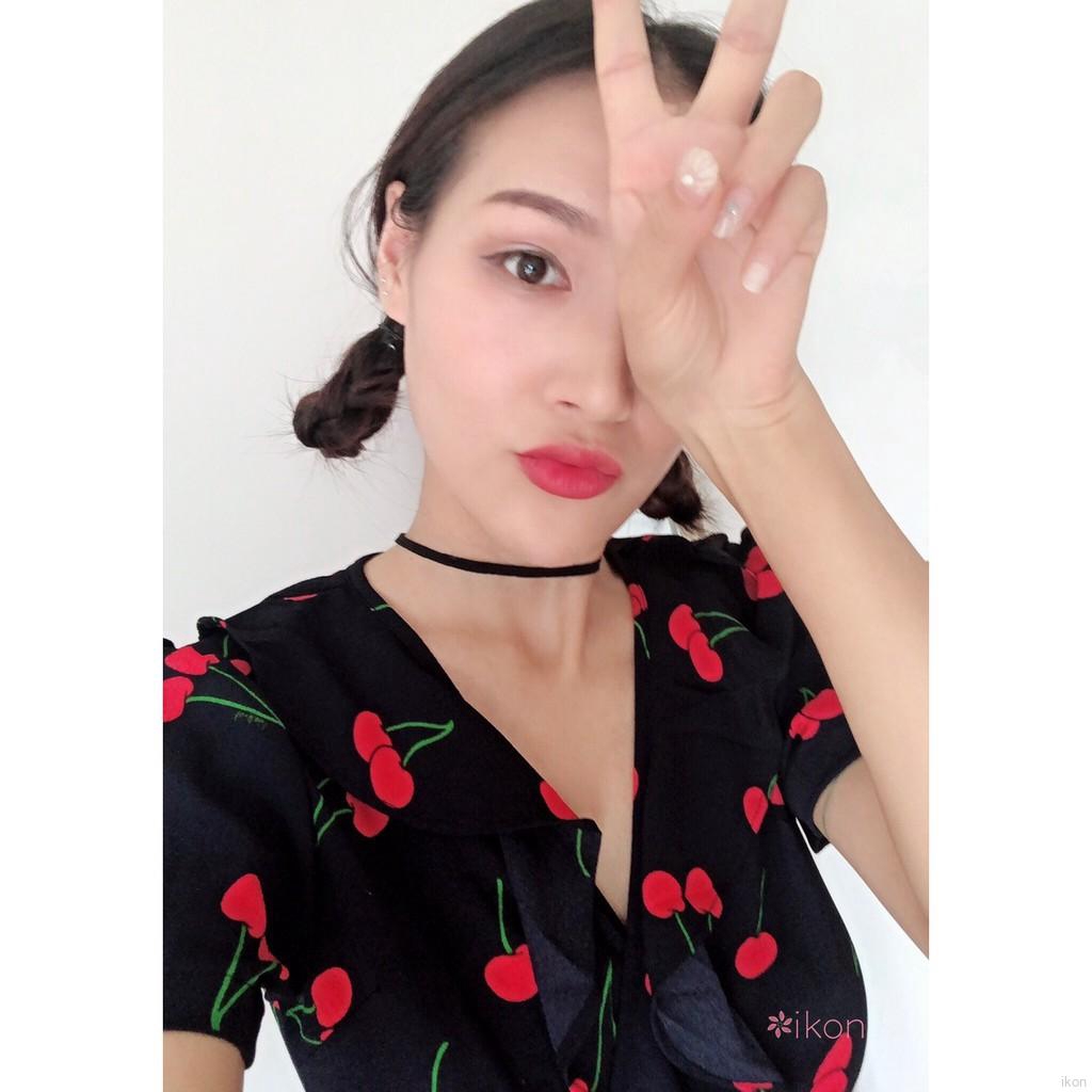 Đầm tay ngắn cổ chữ V hoạ tiết phong cách Bohemian