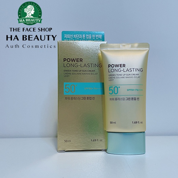 Kem chống nắng nâng tone cho da nhạy cảm The Face Shop Power Long Lasting Green Tone Up Sun Cream SPF50+PA+++ 50ml