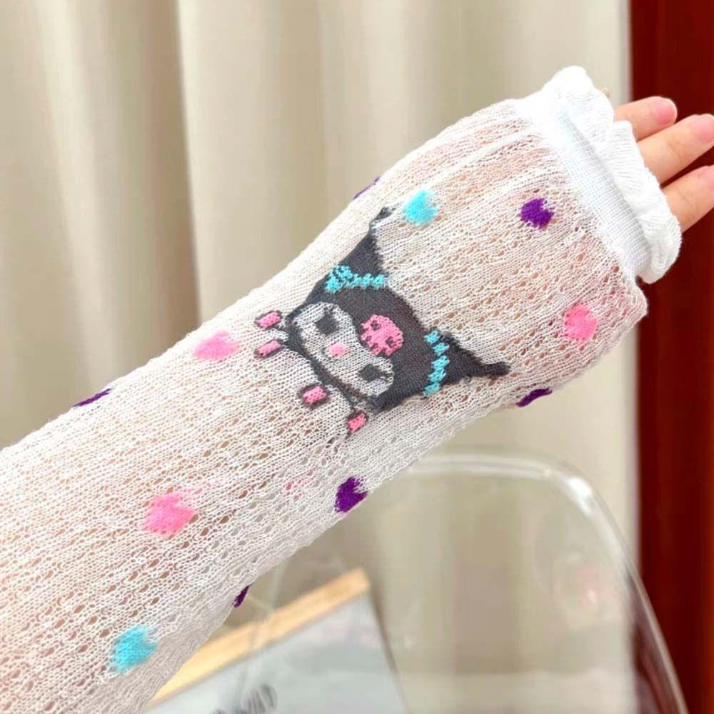 DARNELL Găng Cánh Tay Giữ Ấm Chống Tia UV Hình Mèo Hoạt Hình Dễ Thương