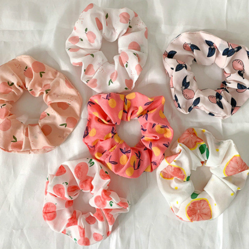 Dây Buộc Tóc Co Giãn Họa Tiết Trái Cây Đáng Yêu