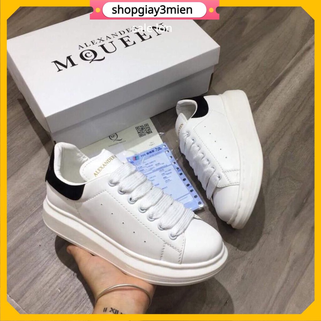 💕giày 3 miền💕Giày 𝐌𝐂 𝐐𝐔𝐄𝐄𝐍 Giày MCQ Độn Đế 3 Phân Màu Trắng Gót Đen nam nữ Hot Trend full box bill