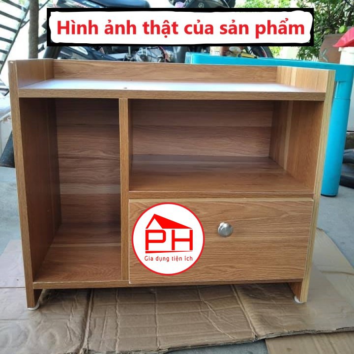 Kệ tủ gỗ đầu giường lắp ghép xinh sắn tiện lợi (Hàng Loại 1, mặt gỗ phủ chống nước, không mối mọt, 2 khoang 1 ngăn kéo)