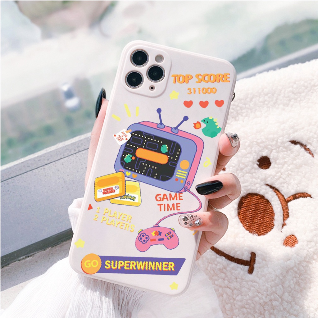 Ốp lưng iphone Vuông Game viền vuông bảo vệ camera dành cho iphone 11 7plus 8plus x xsmax 11pro max 12pro 12promax e125