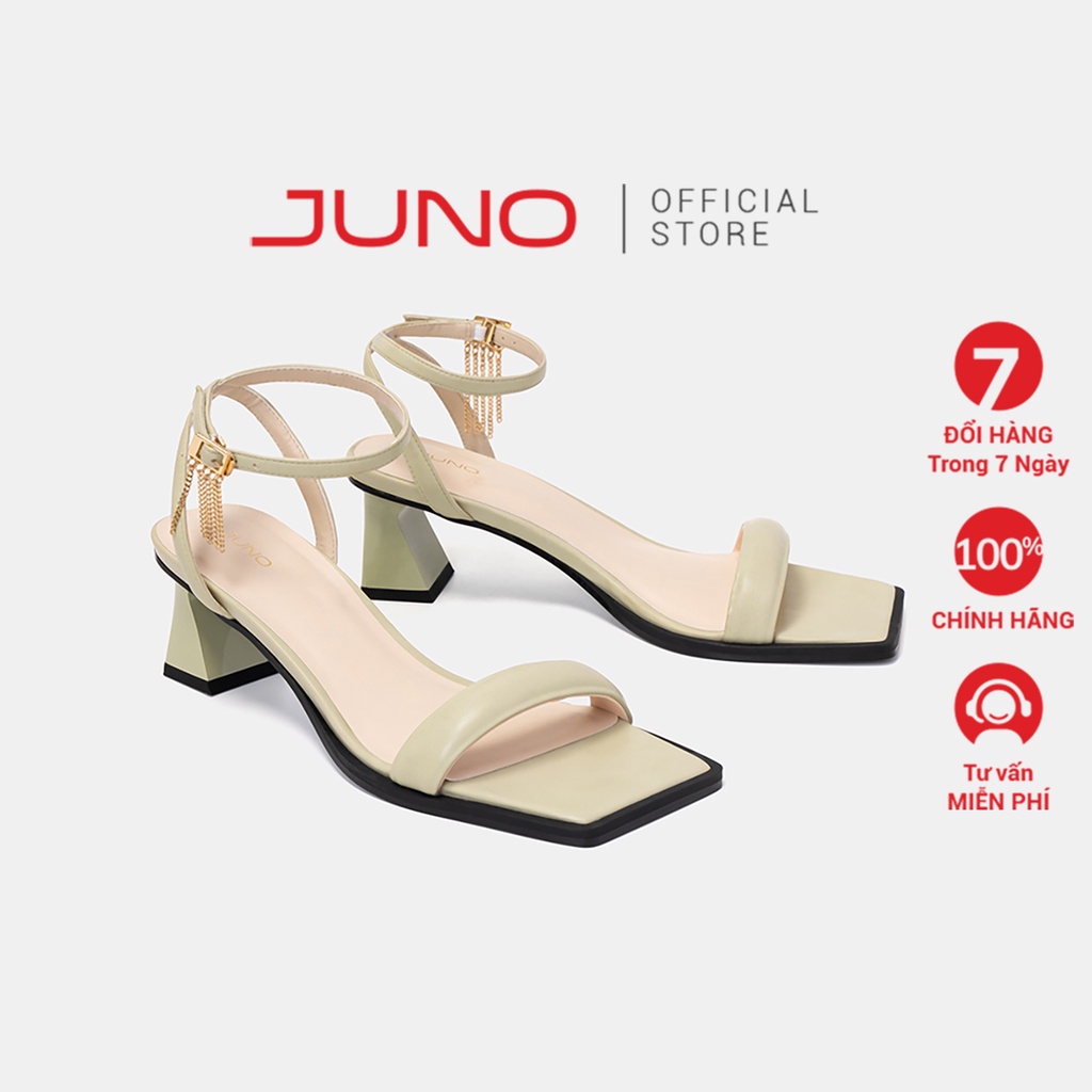 Giày Sandal Nữ 5cm Thời Trang JUNO Mũi Vuông Đính Khóa Dingle - Dangle SD05074