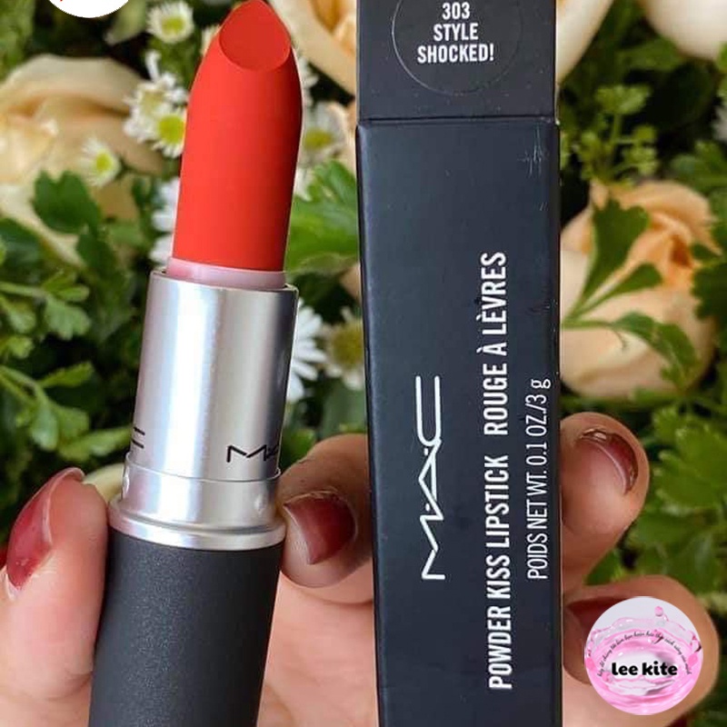 Son MAC Powder Kiss Màu 303 Style Shocked – Đỏ Cam