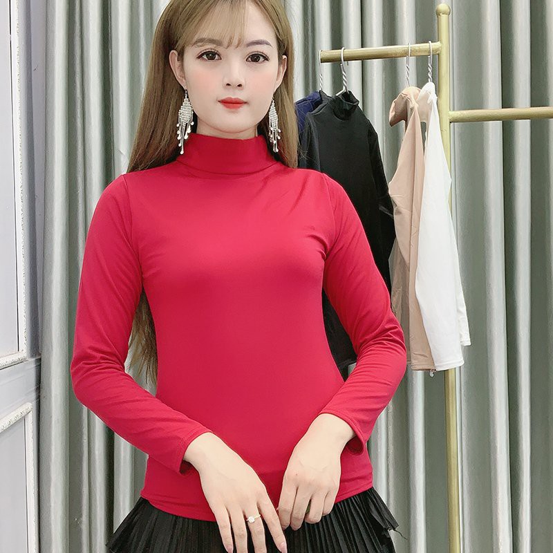 Áo Giữ Nhiệt Thun Lạnh Cổ 3 Phân - 5 màu: Đỏ, Be, Đen, Trắng, Xanh - AG1 - Hanlly Fashion Thời Trang Nữ