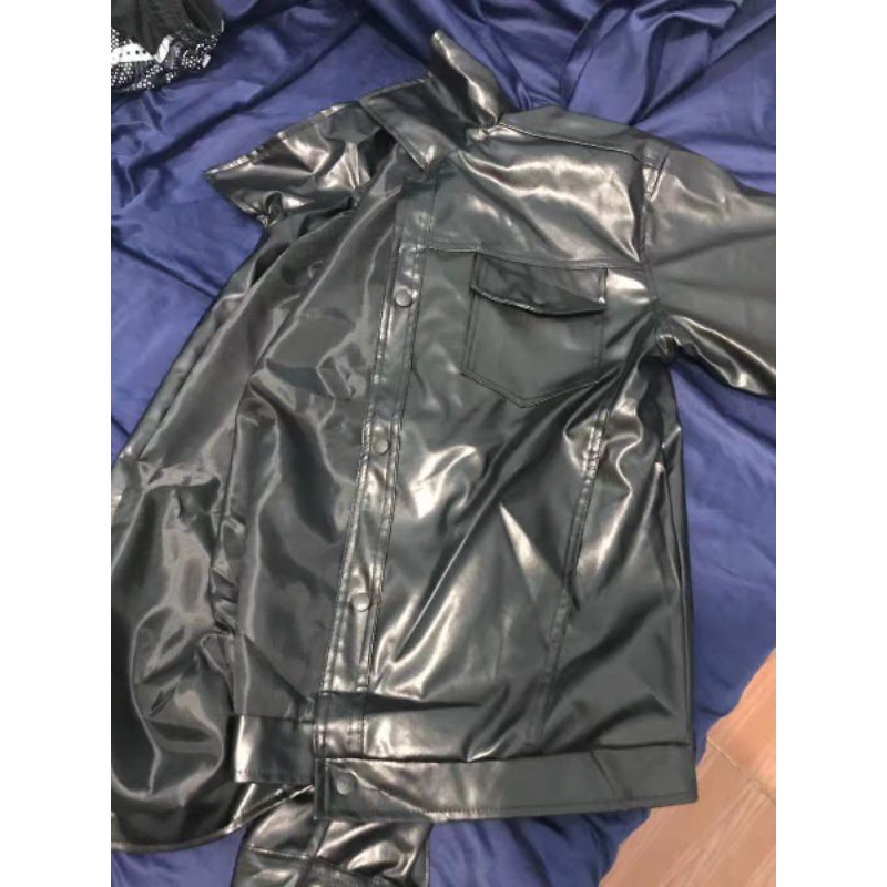 Áo khoác da trơn unisex