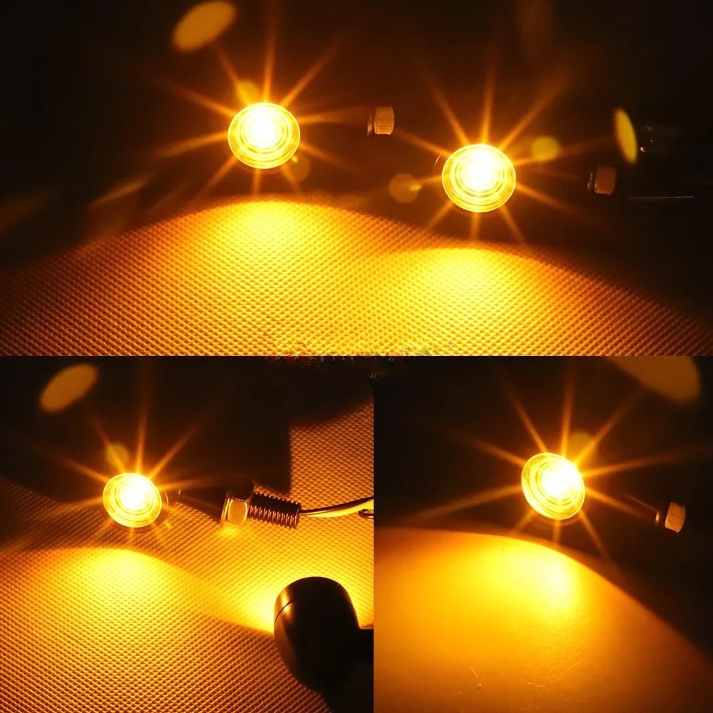 breeze 1 Pair Aluminum + Pc Lens Motorcycle  Led  Mini  Turn  Signal Waterproof Anti-scratch Retro Style Metal Signal