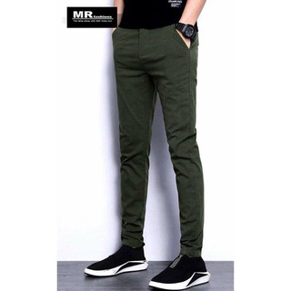 Quần Kaki Nam Hàn Quốc - Thời Trang Công Sở - Hàng VNXK - Mẫu Ống Côn - Form Slimfit - Màu Xanh Rêu
