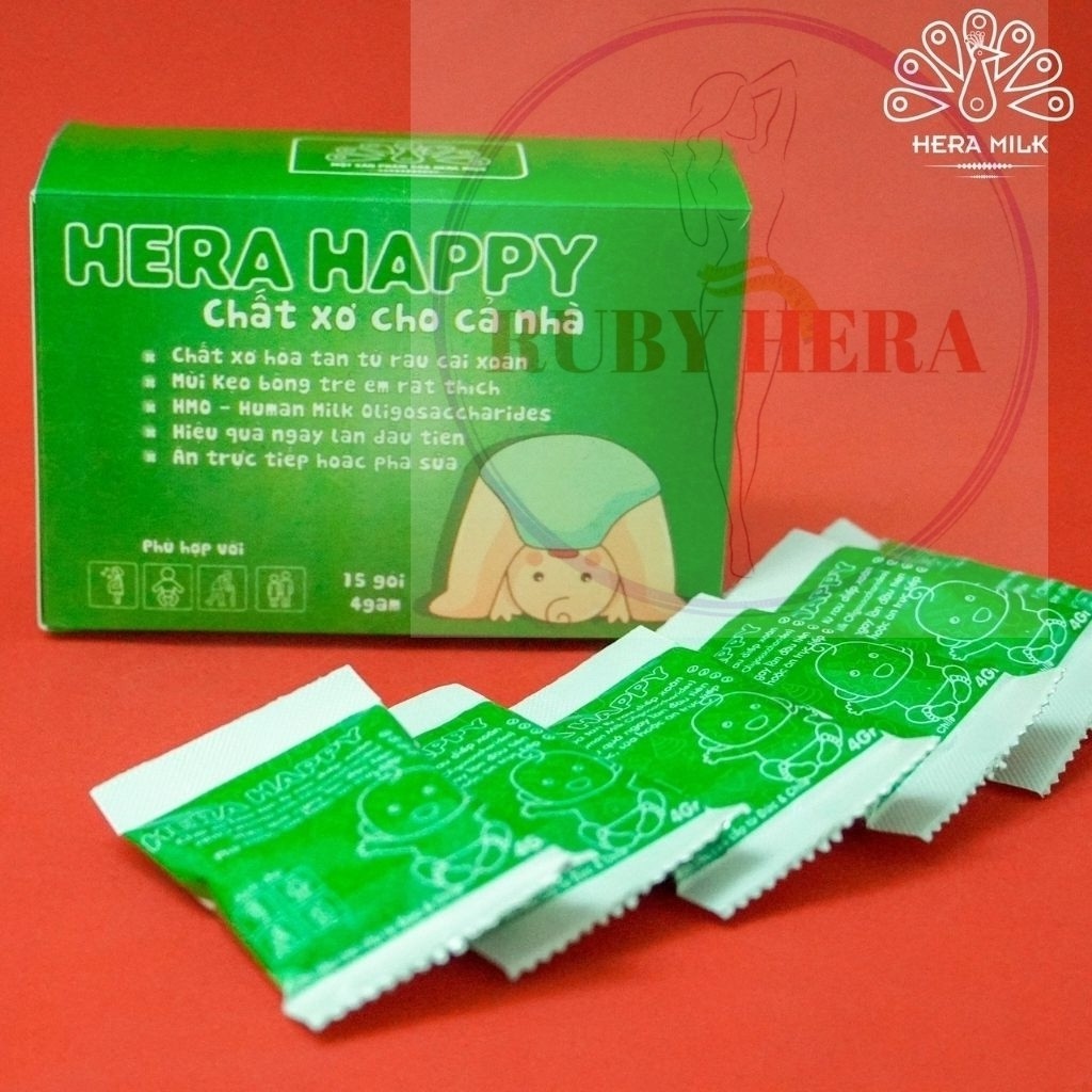 Chất Xơ Hòa Tan HERA Happy HH02 - Chất Xơ Cho Cả Gia Đình - Bổ Sung Chất Xơ Hỗ Trợ Táo Bón Hiệu Quả (2 HỘP =30 GÓI)