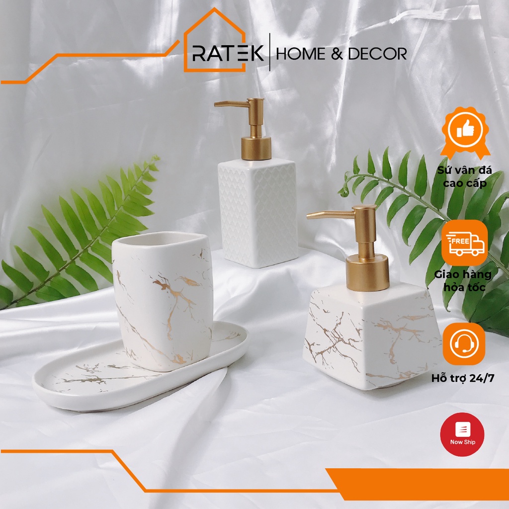 Combo đồ sứ decor sang trọng trang trí cho phòng tắm
