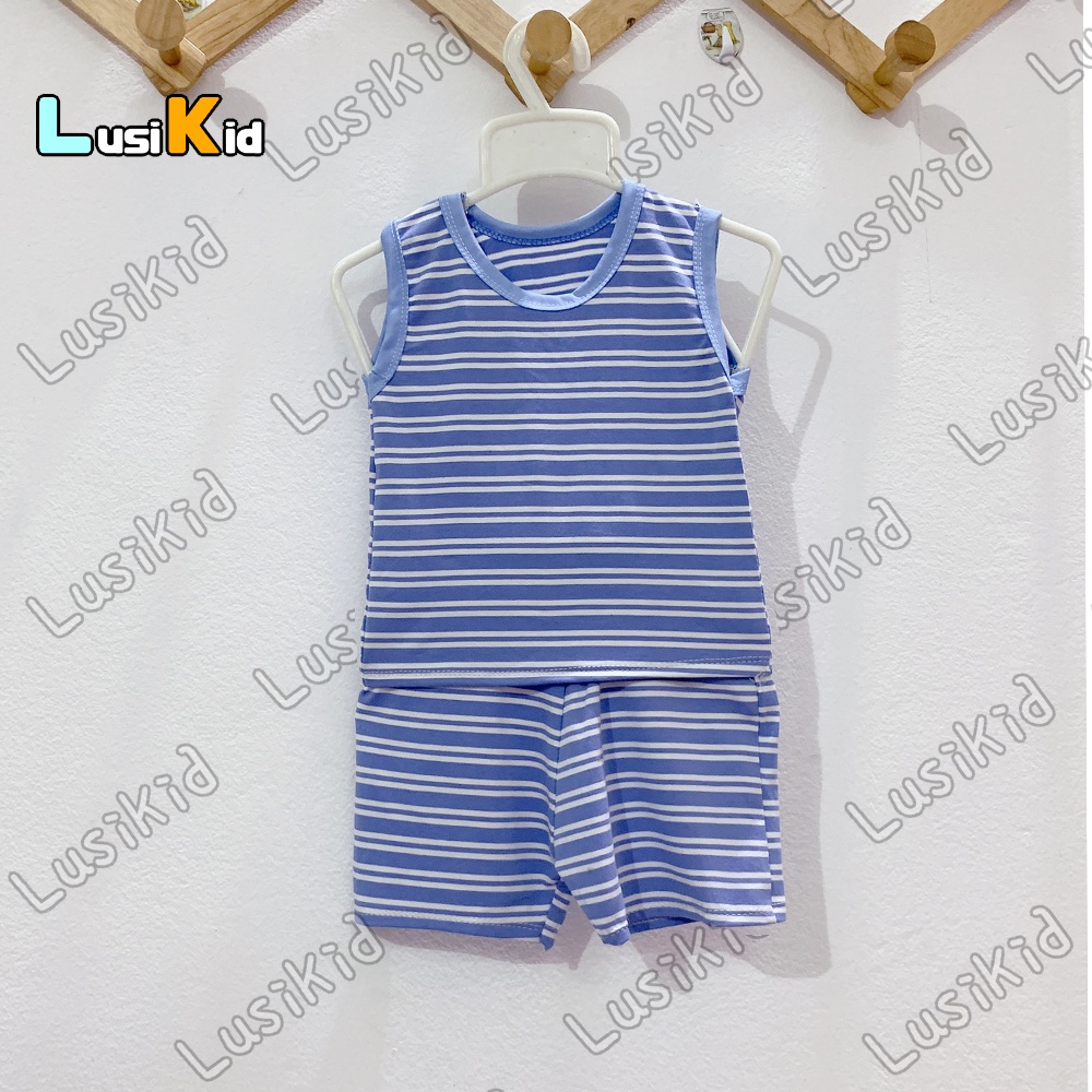 Bộ Quần Áo Mùa Hè Kẻ Sọc Chất Liệu Cotton, Cute Cho Bé Từ 8-18 kg