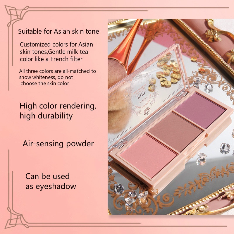 Bảng phấn má hồng 3 màu sắc tự nhiên lâu trôi