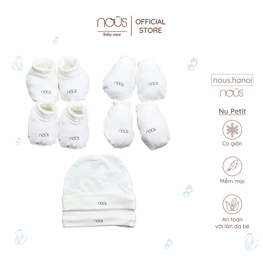 Phụ Kiện Cho Bé Sơ Sinh - Bao Tay Nous - Bao Chân Nous - Mũ Nous (Size Sơ sinh Newborn)