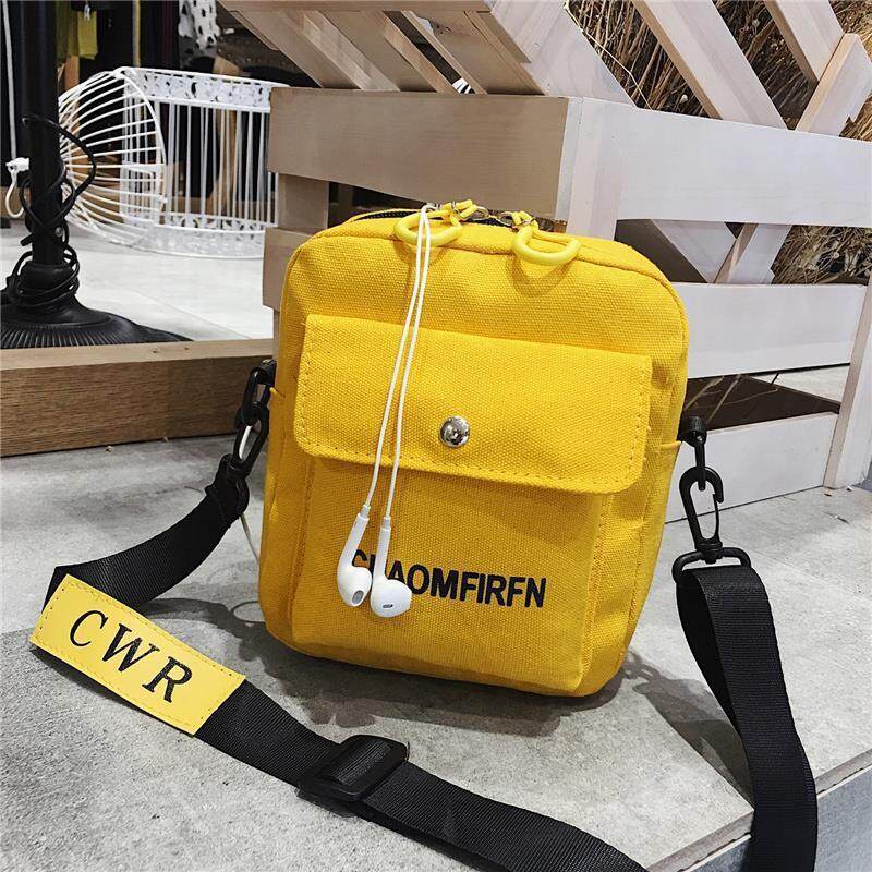 Túi Vải Canvas Đeo Chéo In Chữ Phong Cách Hàn Quốc Dành Cho Nữ