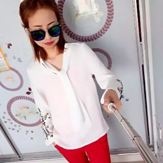 (  ORDER ) ÁO KIỂU NỮ THIÊU HOA 02 ( CÓ HÌNH THẬT )