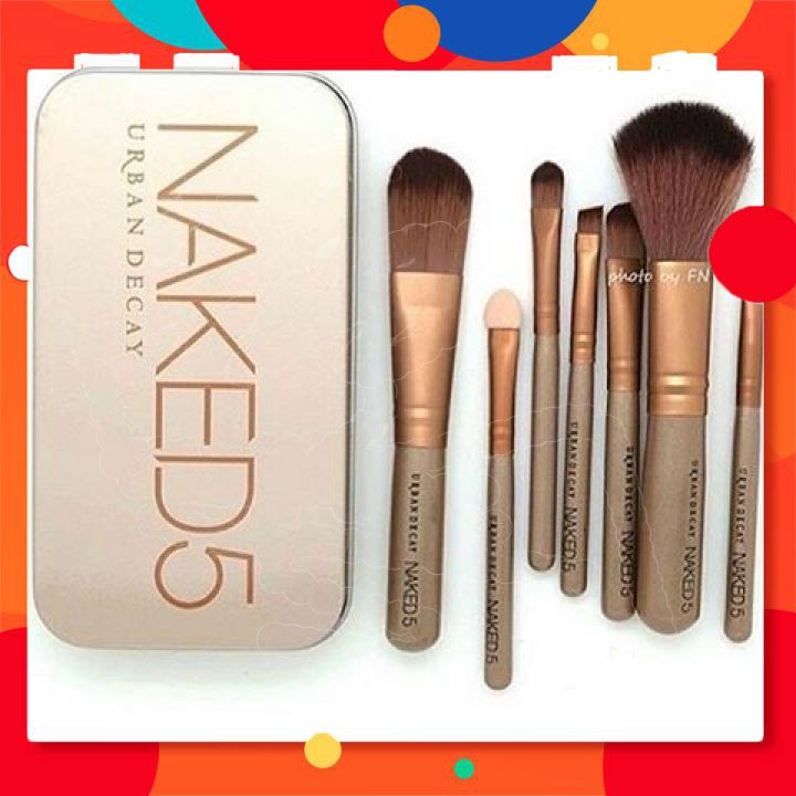 Bộ Cọ Trang Điểm Naked 5 (7 Cây) Nhỏ Gọn Cao Cấp- Có Hộp Đựng Tiện Dụng