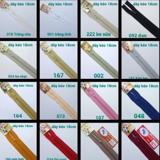 Dây kéo túi hiệu hkk 18cm nhiều màu sắc