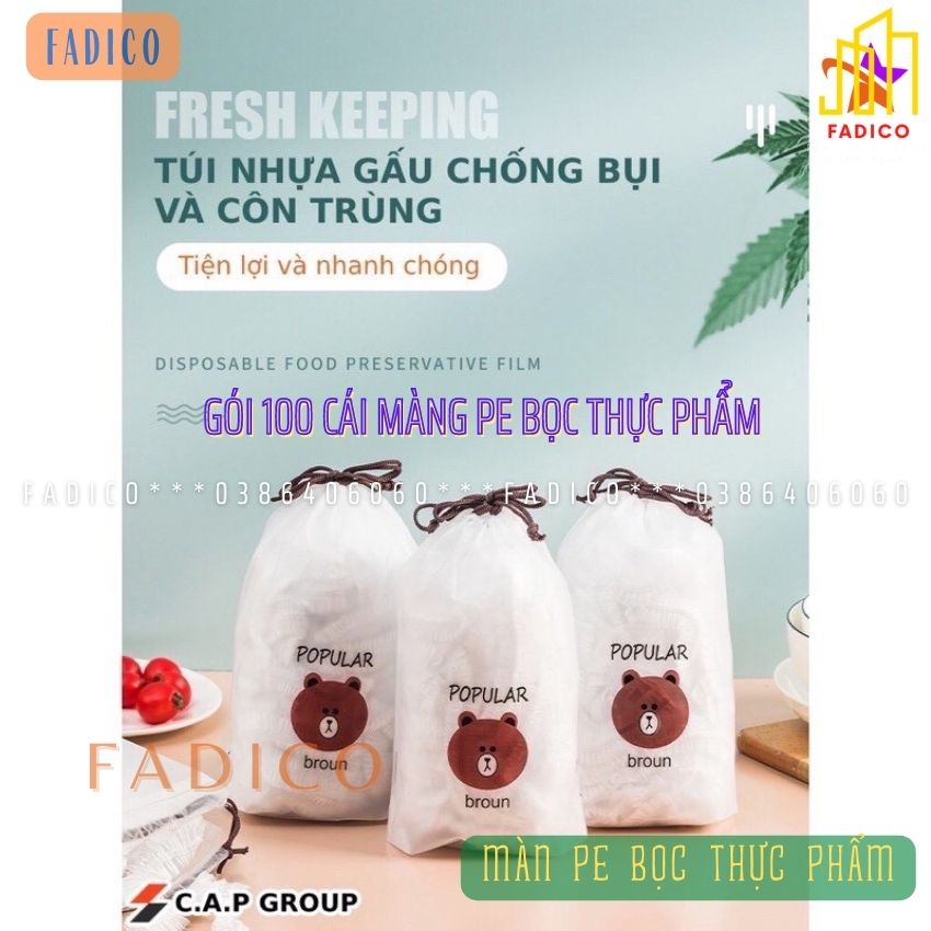 [HCM]màng bọc thực phẩm PE,màng pe bọc thực phẩm,màng bọc thực phẩm có thun,túi gấu có chun bọc đồ ăn co giãn-fadico