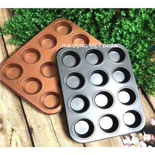 Khay Khuôn làm bánh CupCake  Chống Dính Loại 6 và 12 ô. Dung cụ làm bánh NƯỚNG Muffin, Tart, Pie